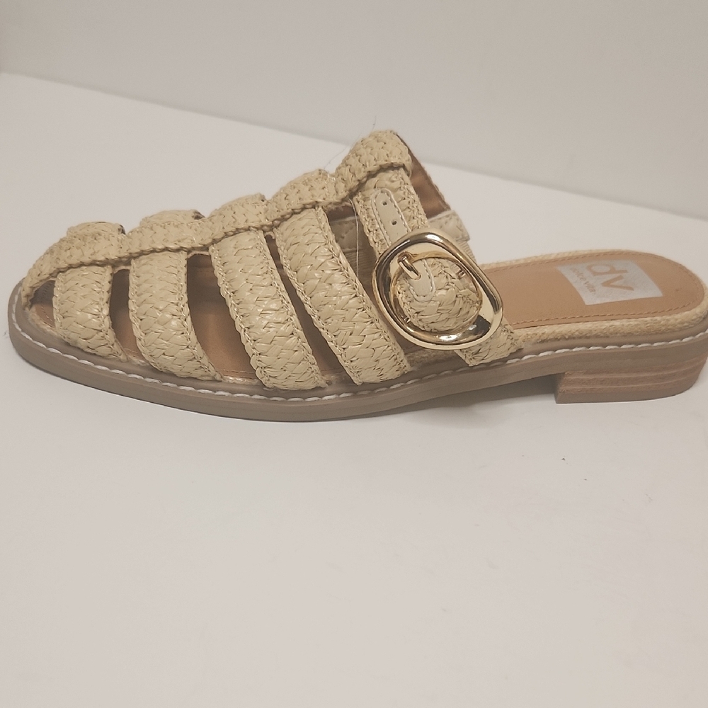 Dolce Vita Fyona Natural/Tan Fisherman Raffia Mule Strappy Sandals Size 6.5 - Picture 5 of 7
